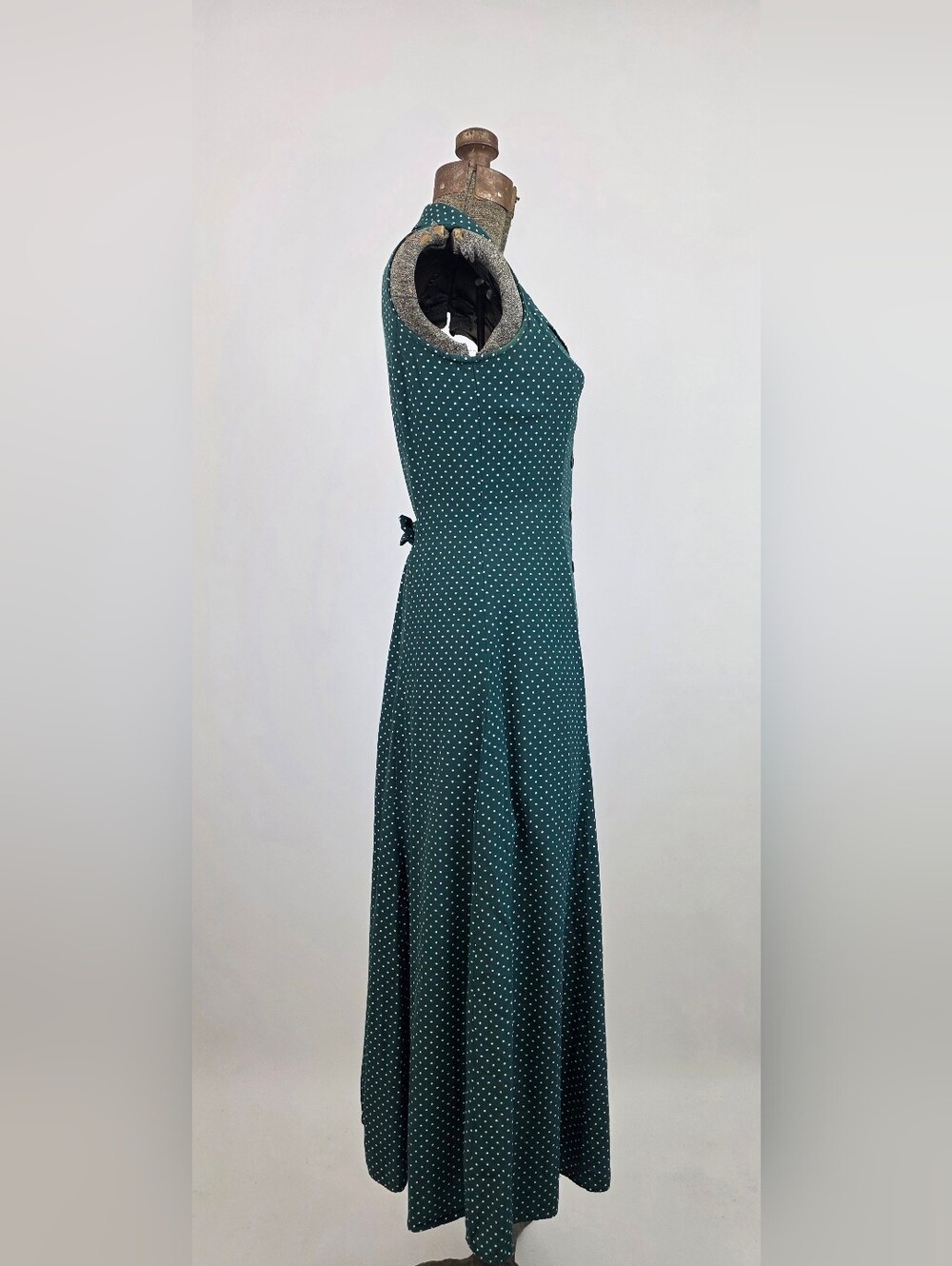 My Michelle Vintage 90's Women's Green Polkadot Button Front Collared Dress 3/4 - Picture 7 of 13